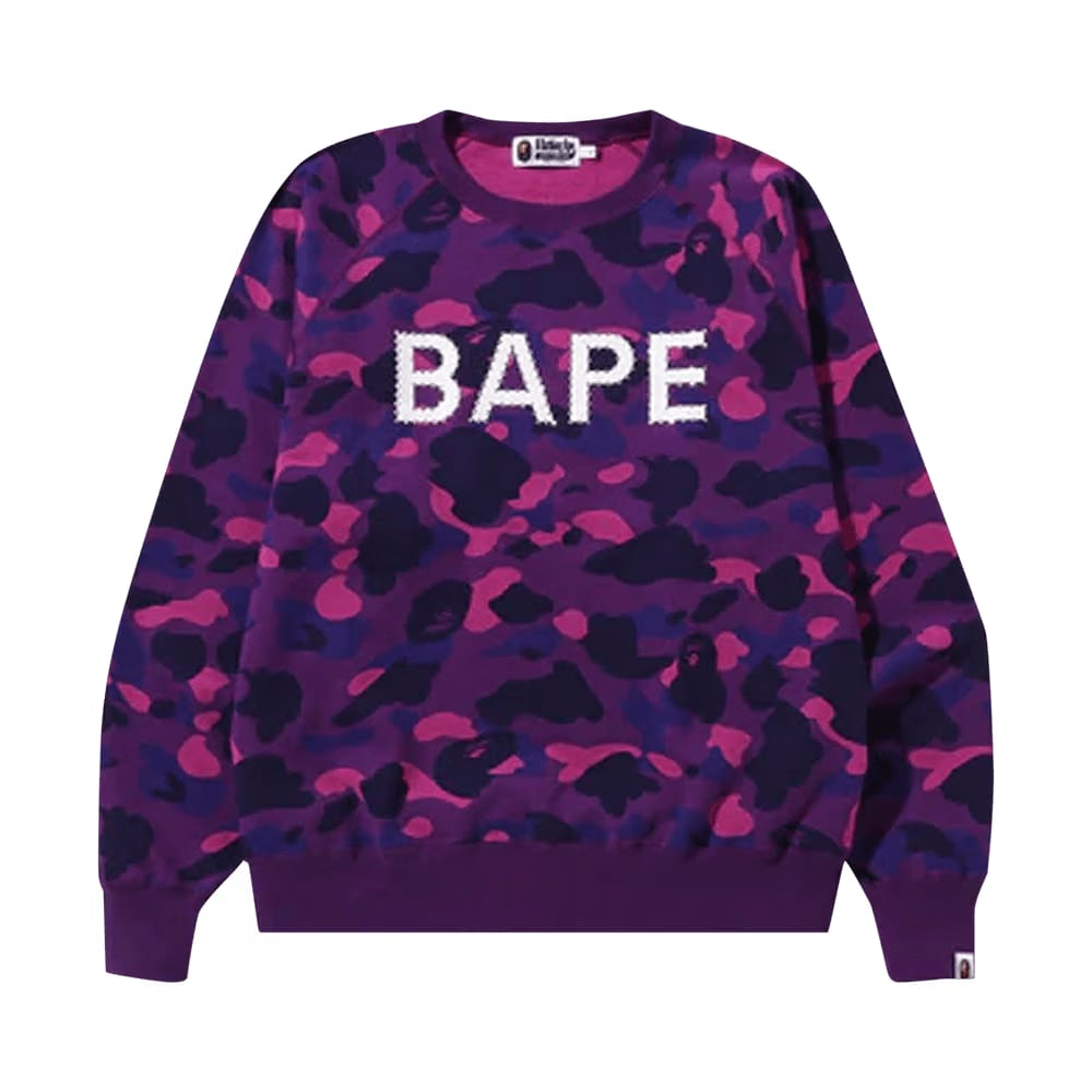 BAPE Color Camo Crystal Stone Relaxed Fit Crewneck Purple