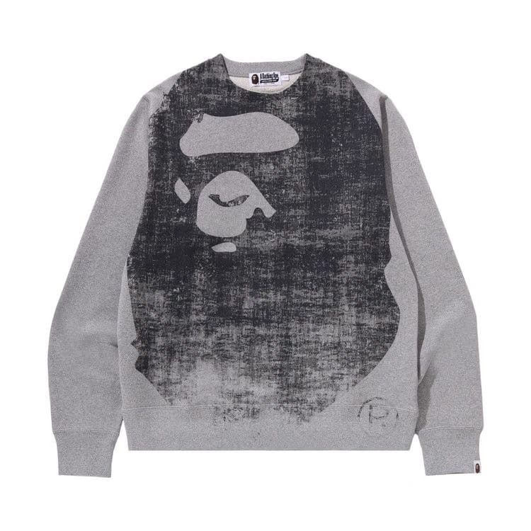 BAPE Ape Head Over Print Crewneck Sweat Grey