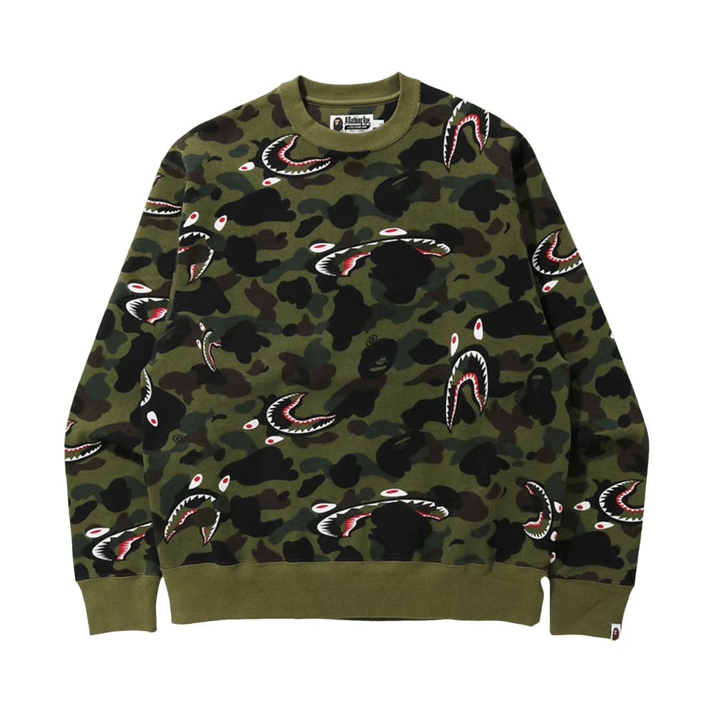 BAPE Shark 1st Camo Relaxed Crewneck Green