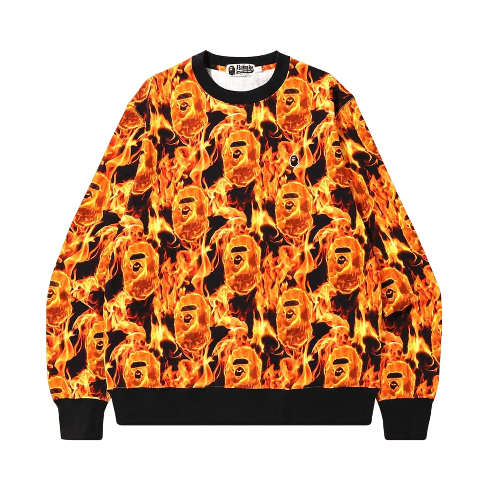 BAPE Flame Wide Crewneck Orange
