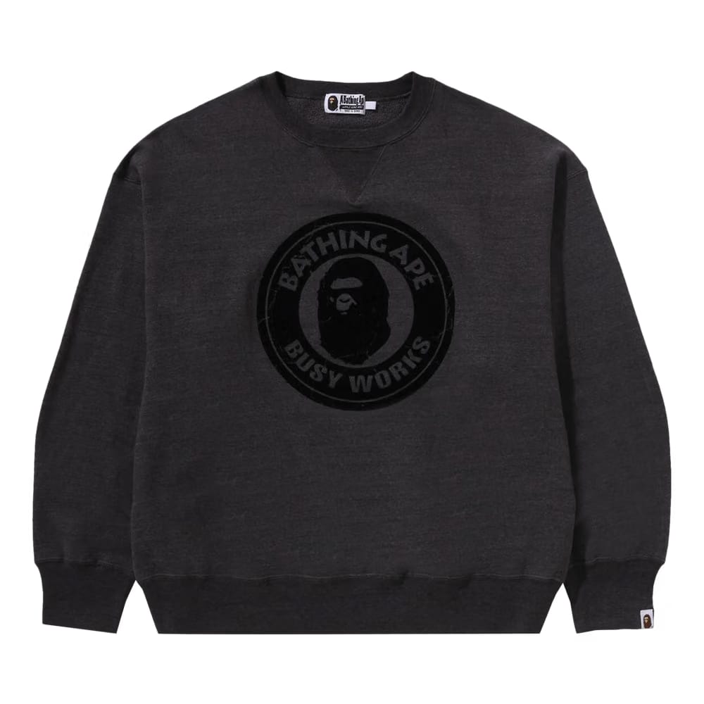 BAPE Over Dye Busy Works Relaxed Fit Crewneck Sweatshirt Grey