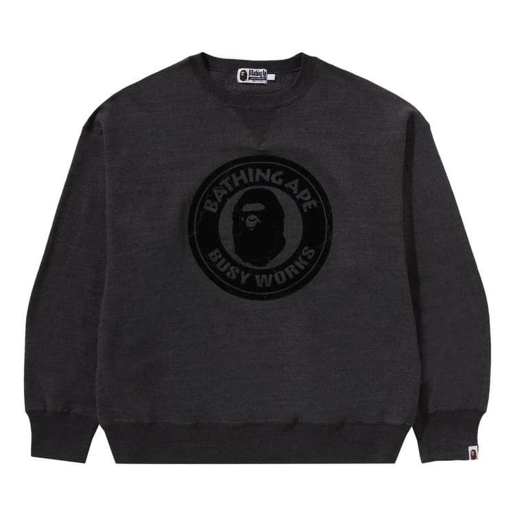 BAPE Over Dye Busy Works Relaxed Fit Crewneck Sweatshirt Grey
