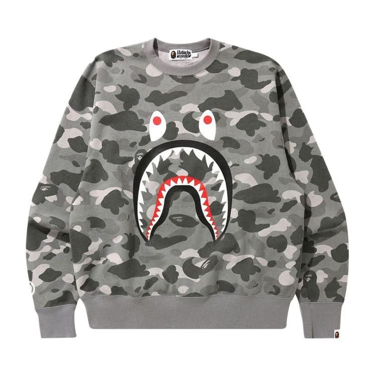 BAPE Color Camo Shark Relaxed Fit Crewneck Grey