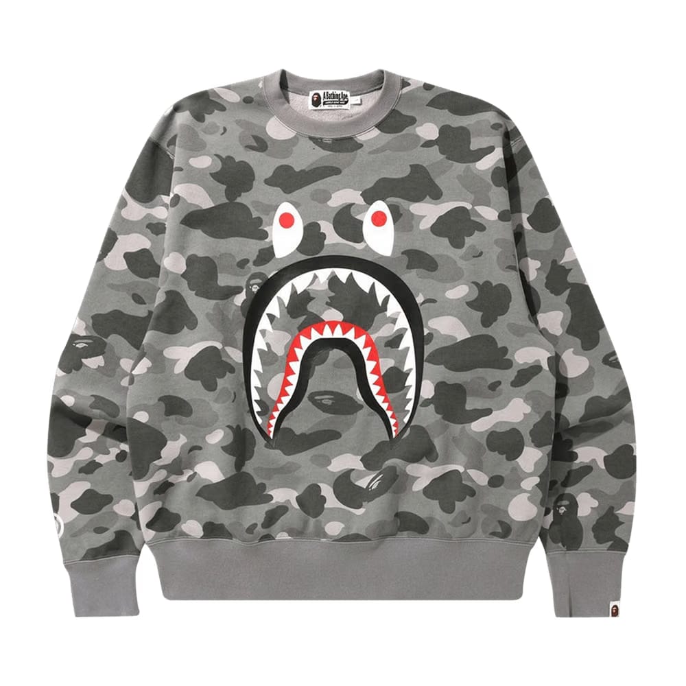 BAPE Color Camo Shark Relaxed Fit Crewneck Grey