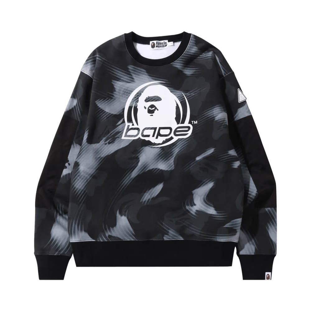 BAPE Stroke Camo Relaxed Fit Crewneck Black