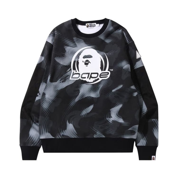 BAPE Stroke Camo Relaxed Fit Crewneck Black