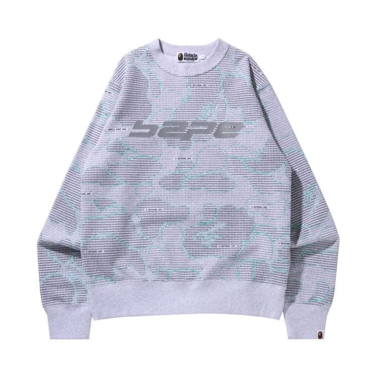 BAPE Text Code Camo Crewneck Grey