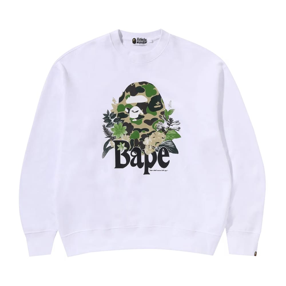 BAPE Floral Ape Head Crewneck White