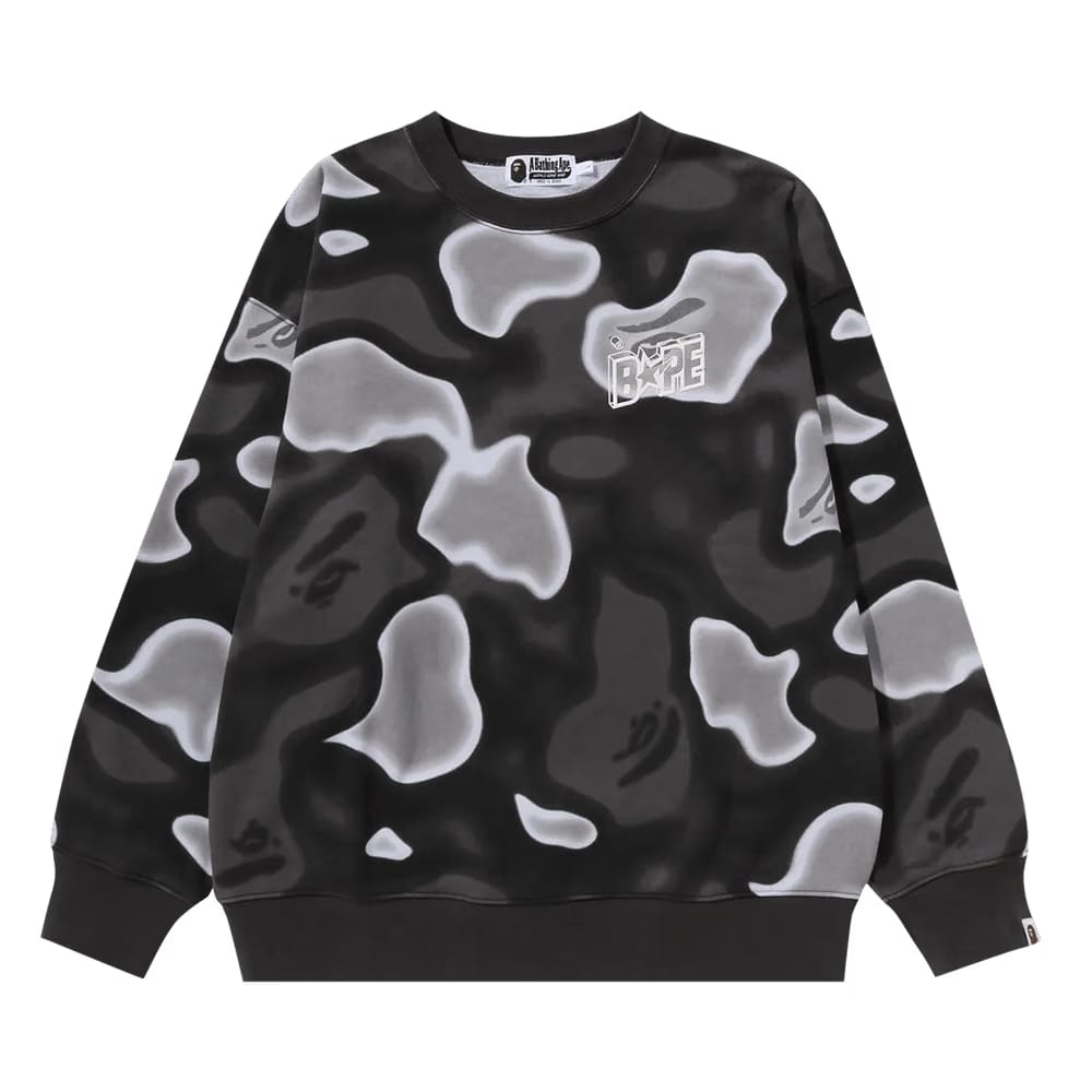 BAPE Liquid Camo Sta Relaxed Fit Crewneck Sweat Black