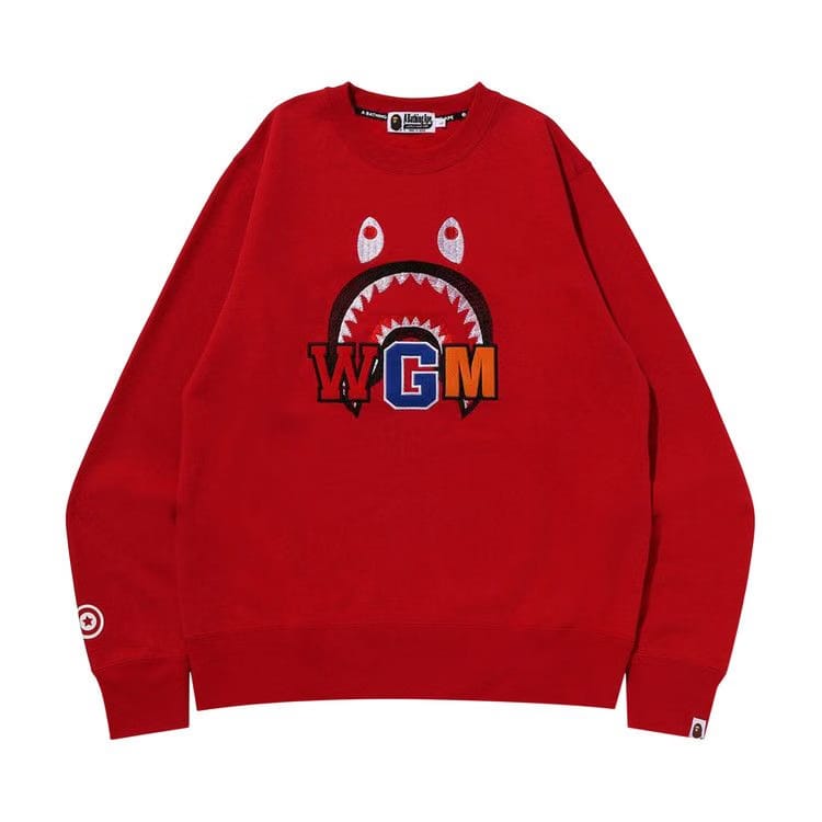 BAPE Shark Embroidery Crewneck Red