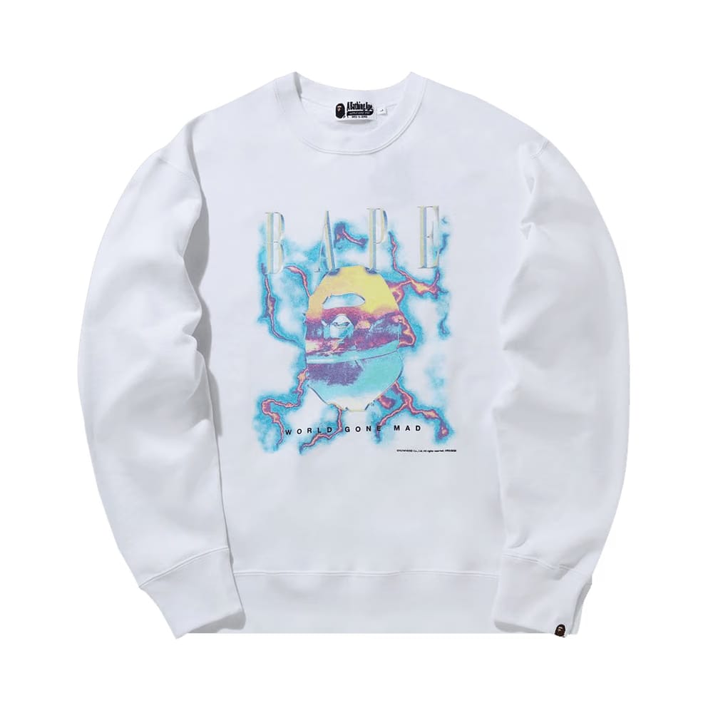 BAPE Lighting Relaxed Crewneck White