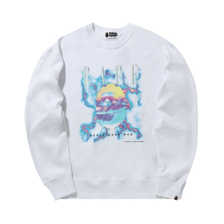 BAPE Lighting Relaxed Crewneck White
