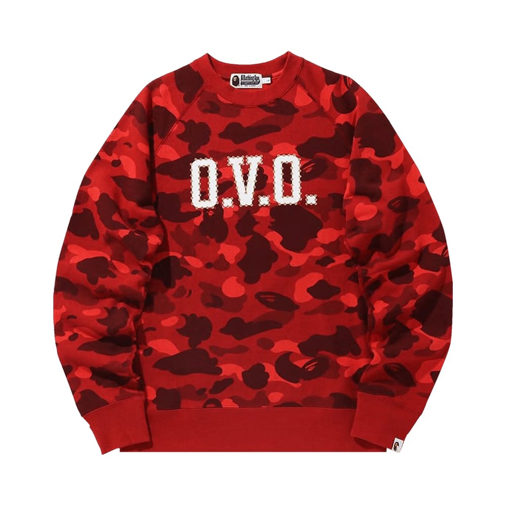 BAPE x OVO Color Camo Crewneck Red