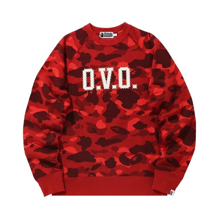 BAPE x OVO Color Camo Crewneck Red