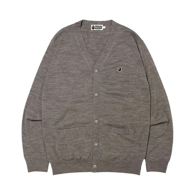 BAPE Ape Head One Point Knit Cardigan Grey