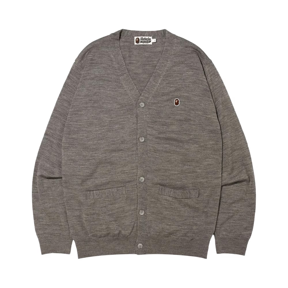 BAPE Ape Head One Point Knit Cardigan Grey