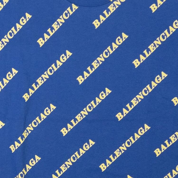 Balenciaga All Over Logo Sporty T-Shirt Blue
