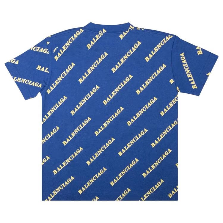 Balenciaga All Over Logo Sporty T-Shirt Blue