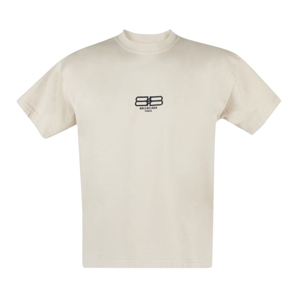 Balenciaga BB Center Logo T-Shirt Beige/Black
