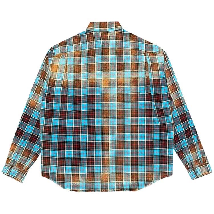 Balenciaga Checked Long-Sleeve Shirt Turquoise