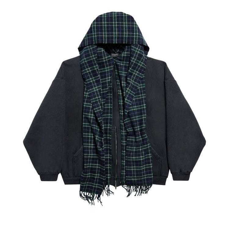 Balenciaga Scarf Zip-Up Hoodie Deep Blue/Black