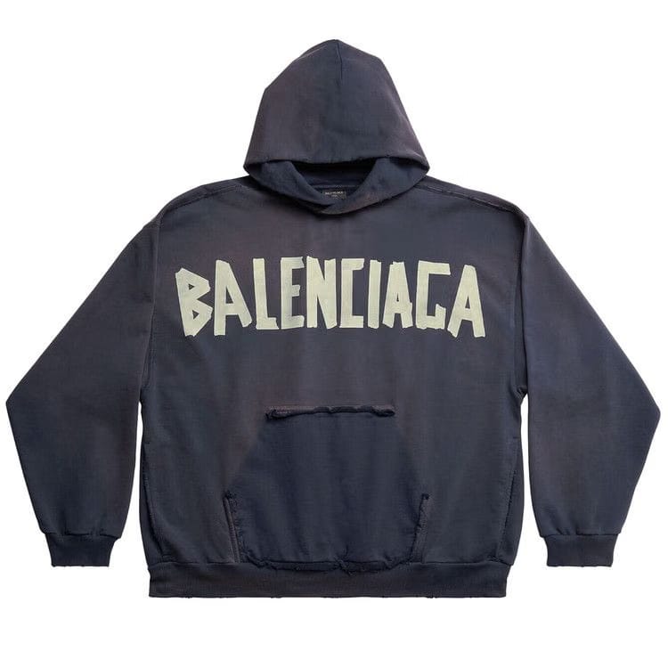 Balenciaga Ripped Pocket Hoodie Marine Blue