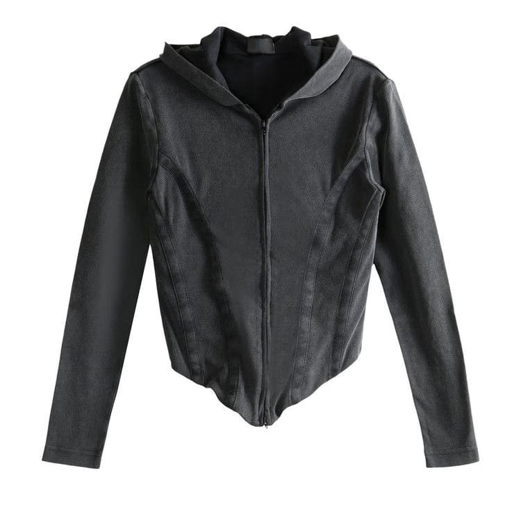 Balenciaga Corseted Zip Up Hoodie Washed Black