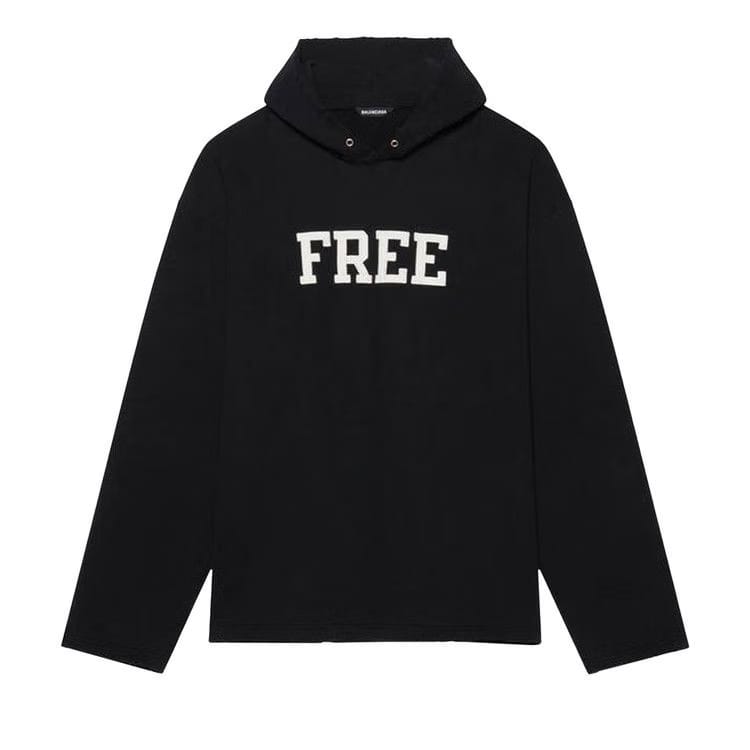 Balenciaga Free Embroidered No Rib Hoodie Black