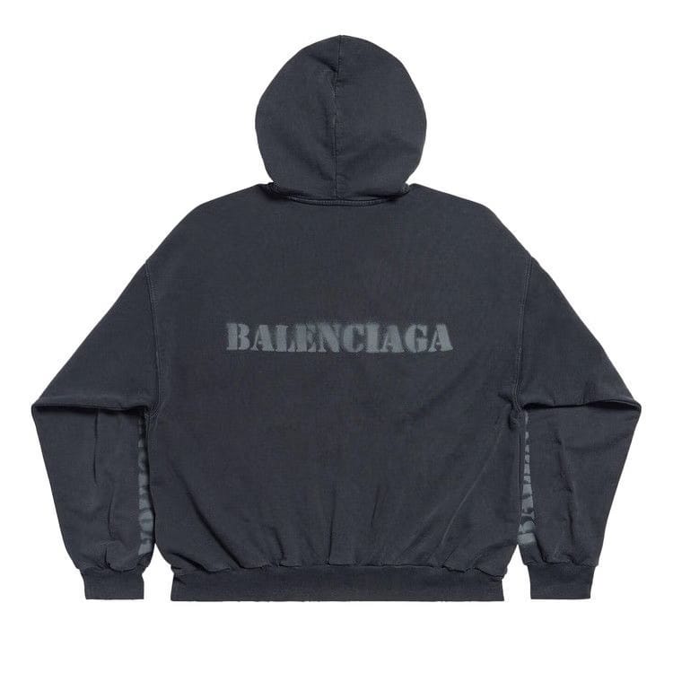 Balenciaga Stencil Molleton Archetype Faded Hoodie Black