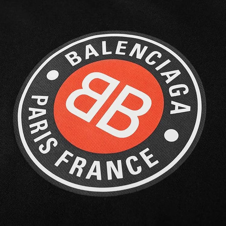 Balenciaga Logo Printed Hoodie Black/Chalky White