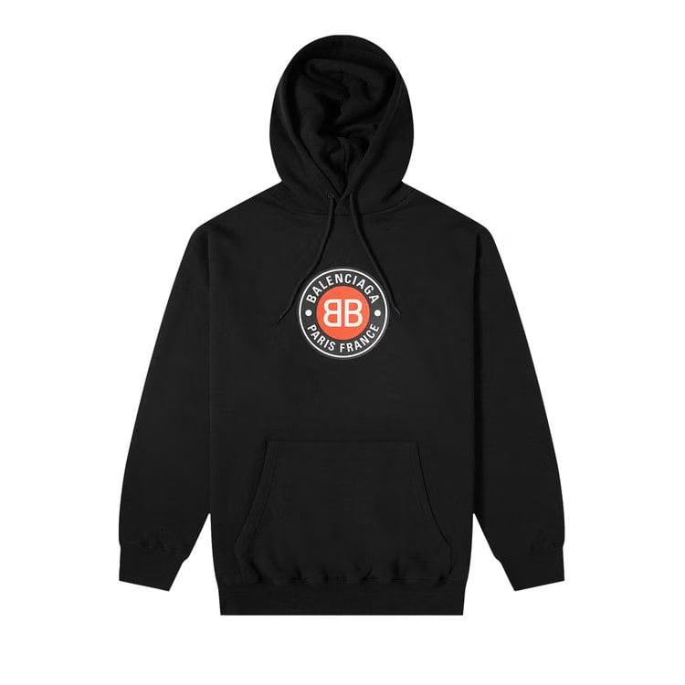 Balenciaga Logo Printed Hoodie Black/Chalky White
