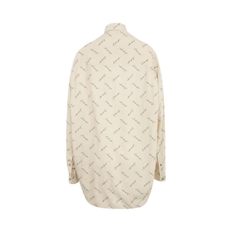 Balenciaga Long-Sleeve Cocoon Shirt Light Beige/Black