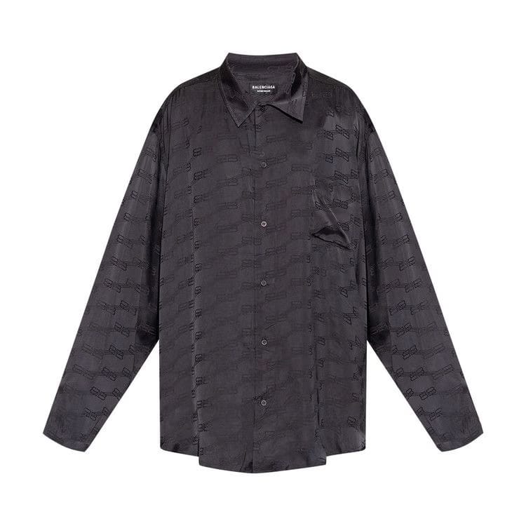 Balenciaga Long-Sleeve Minimal Shirt Charcoal