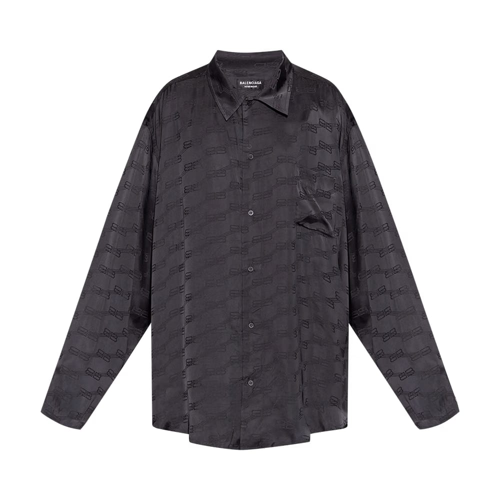 Balenciaga Long-Sleeve Minimal Shirt Charcoal
