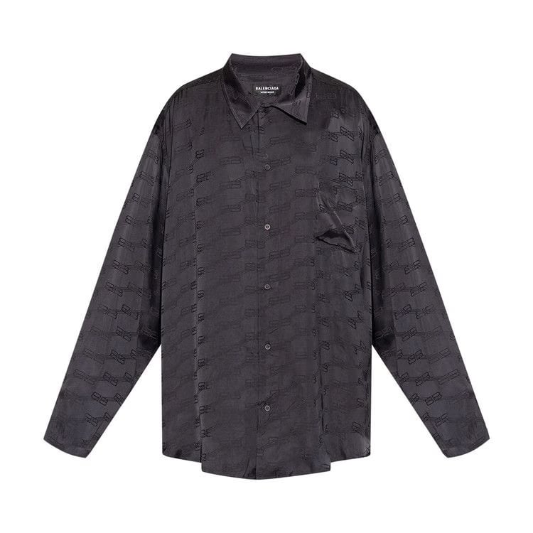 Balenciaga Long-Sleeve Minimal Shirt Charcoal