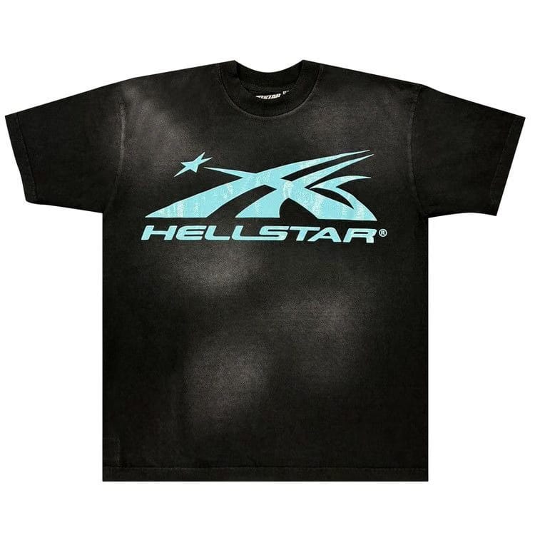 Hellstar Sports Core Logo T-Shirt Black/Aqua Blue