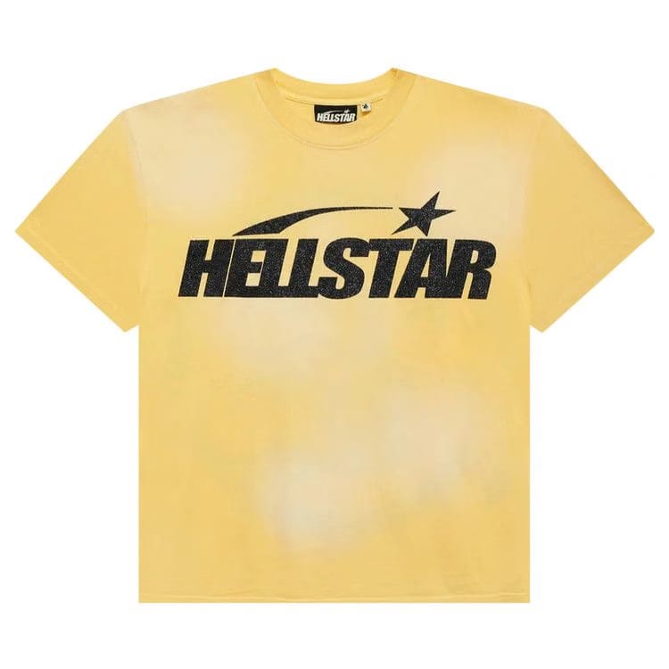 Hellstar Classic Black Glitter Logo T-Shirt Yellow
