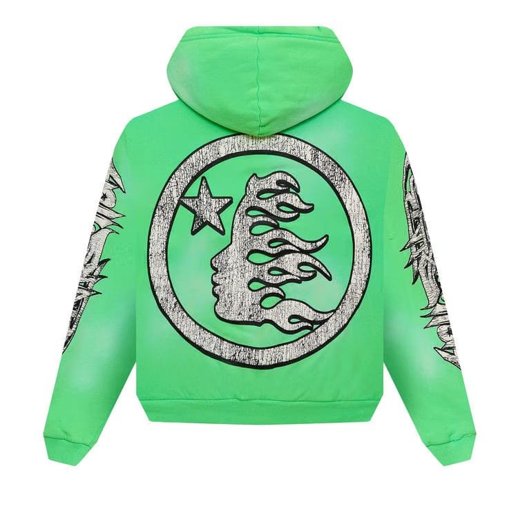 Hellstar Graffiti Zip-Up Hoodie Green