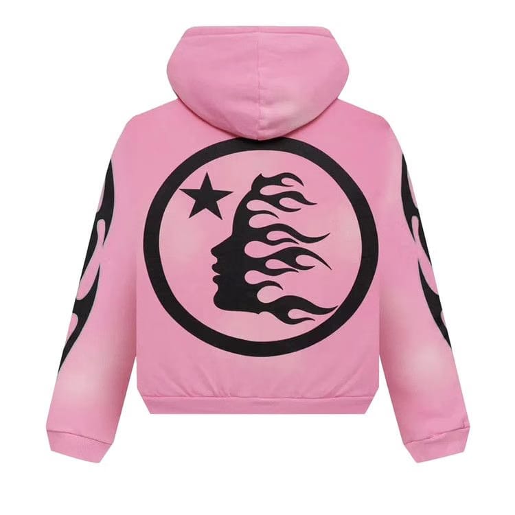 Hellstar Sports Flame Zip Up Hoodie Pink