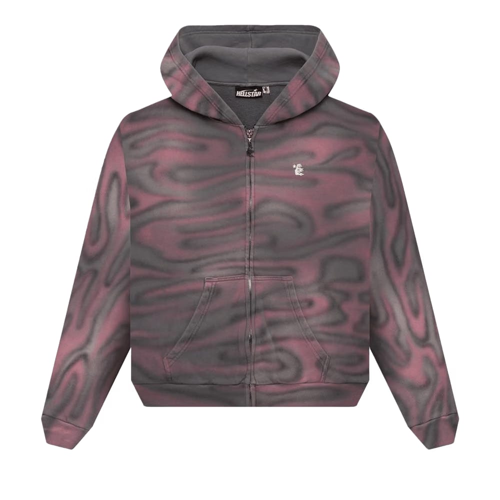 Hellstar Classic Logo Airbrush Zip-Up Hoodie Pink
