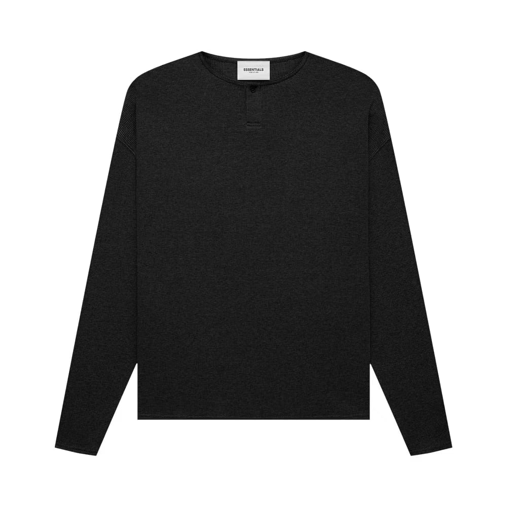 Fear of God Essentials Thermal Henley Long-Sleeve Black