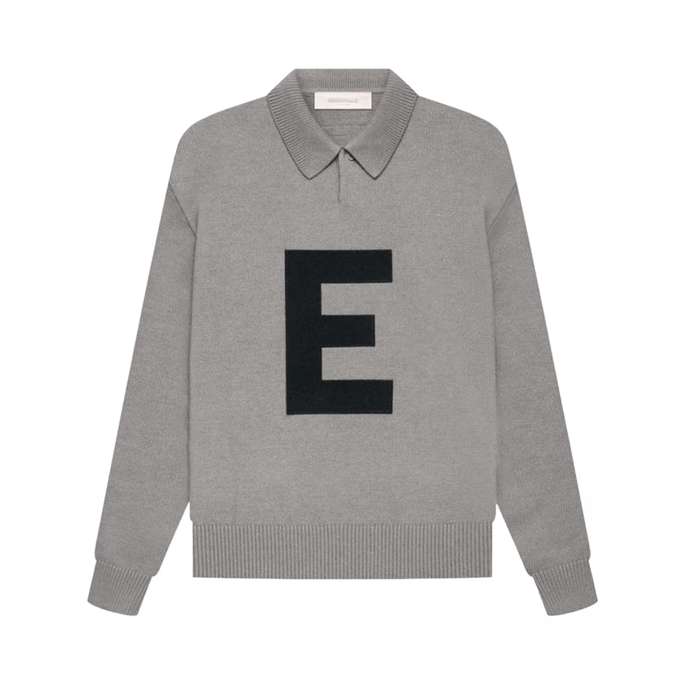 Fear of God Essentials Kids Big E Knit Polo Dark Oatmeal