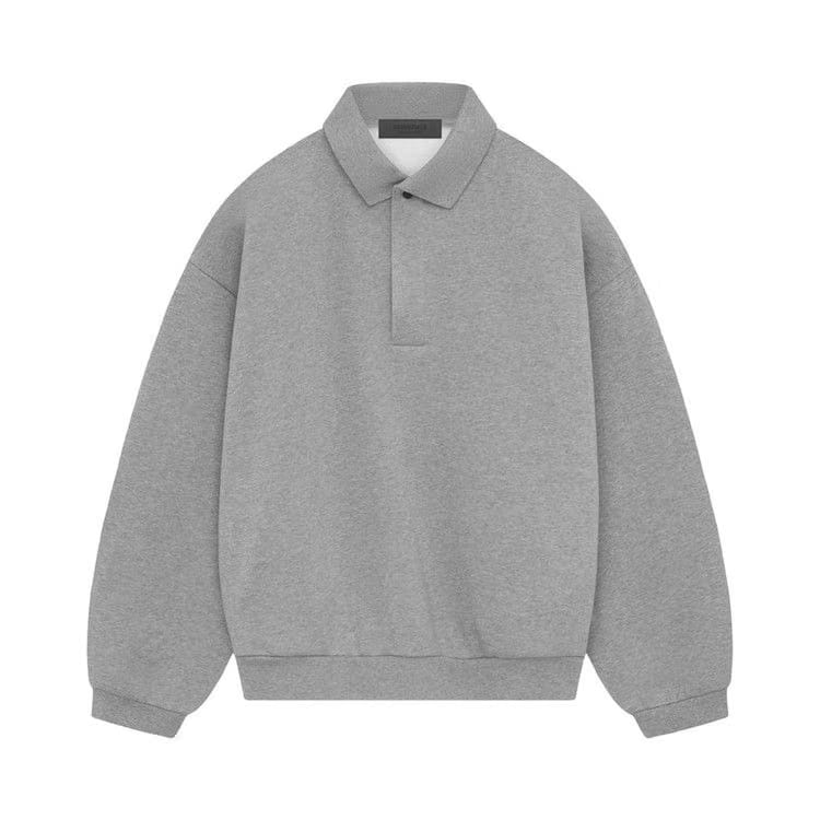 Fear of God Essentials Long-Sleeve Polo Dark Heather Oatmeal