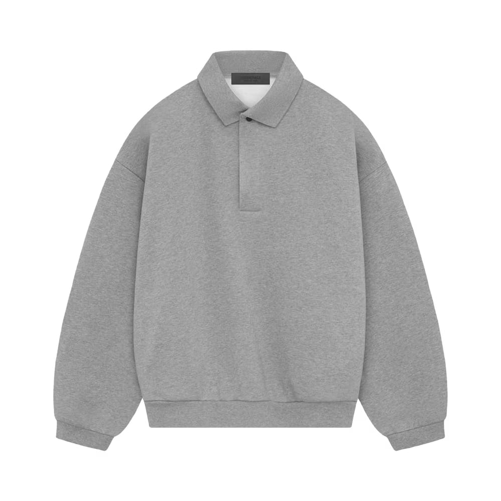 Fear of God Essentials Long-Sleeve Polo Dark Heather Oatmeal
