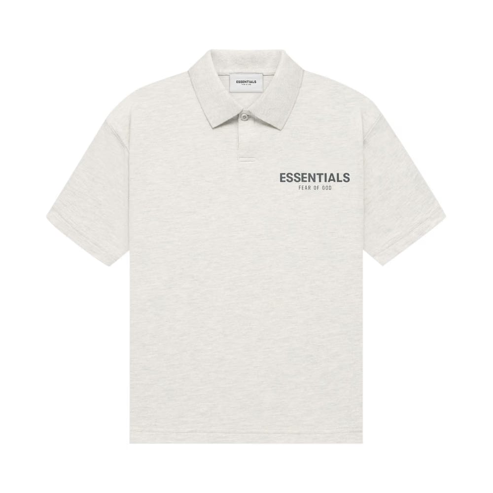 Fear of God Essentials Kids Shorts-Sleeve Polo Light Heather Oatmeal