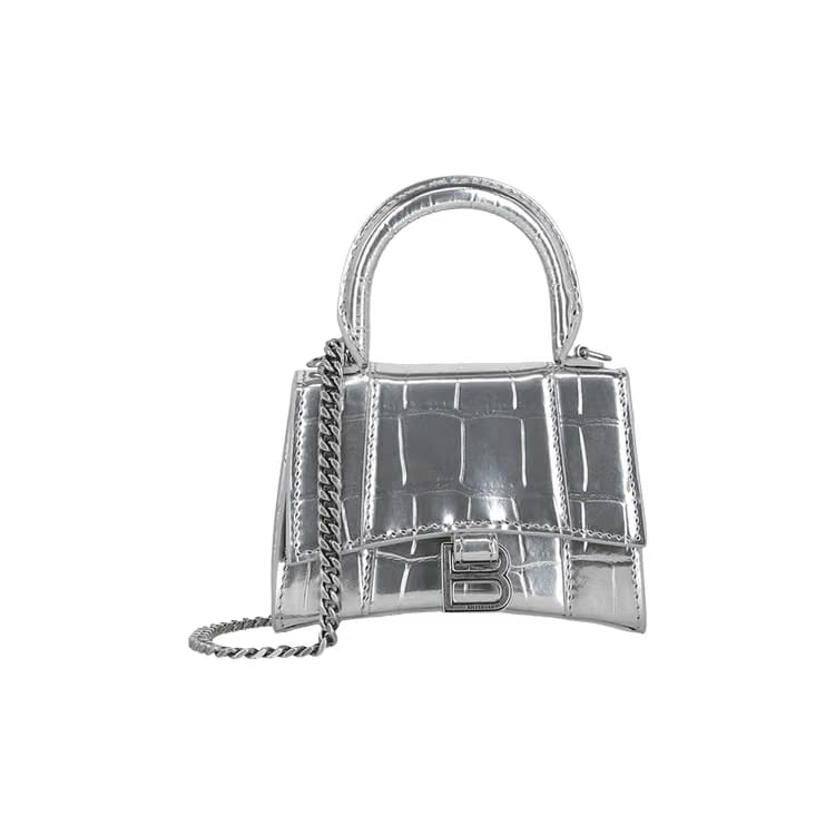 Balenciaga Hourglass Mini Bag With Chain Silver