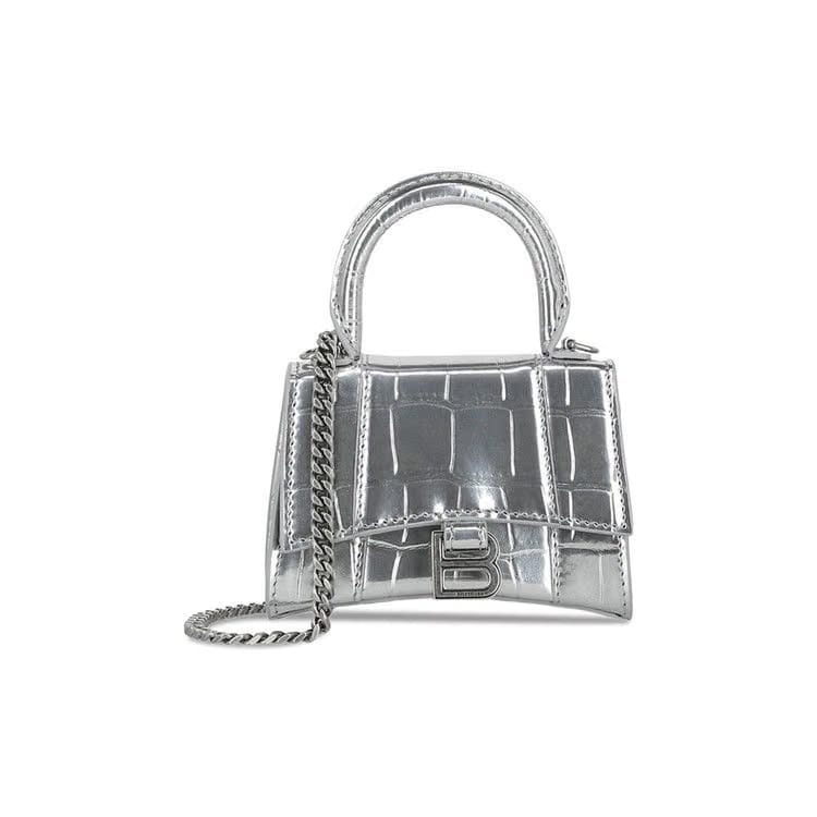 Balenciaga Hourglass Mini Bag With Chain Silver