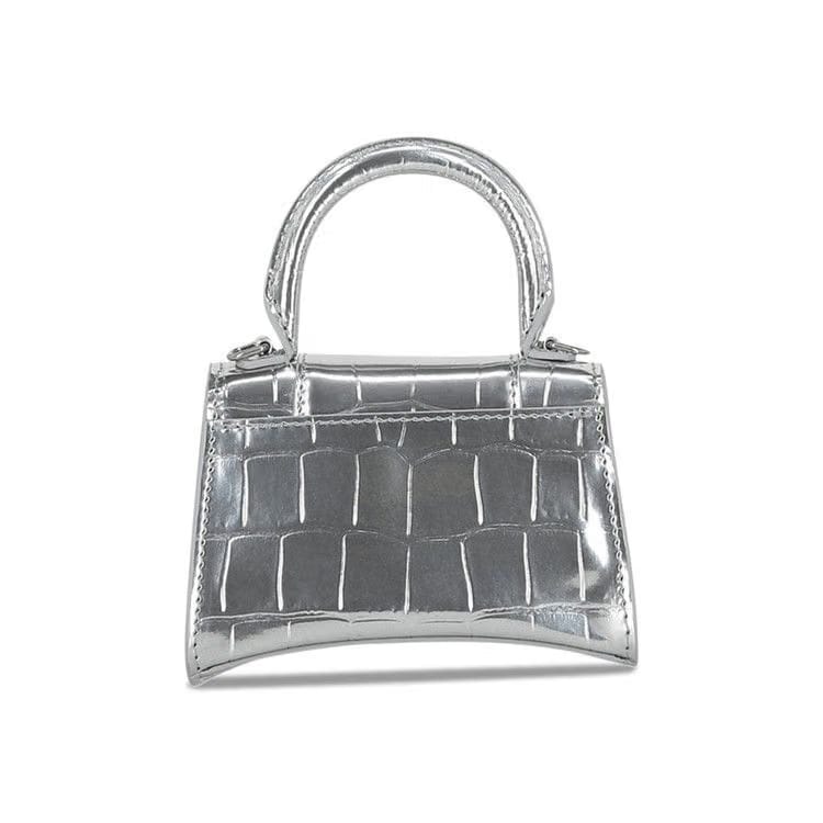 Balenciaga Hourglass Mini Bag With Chain Silver