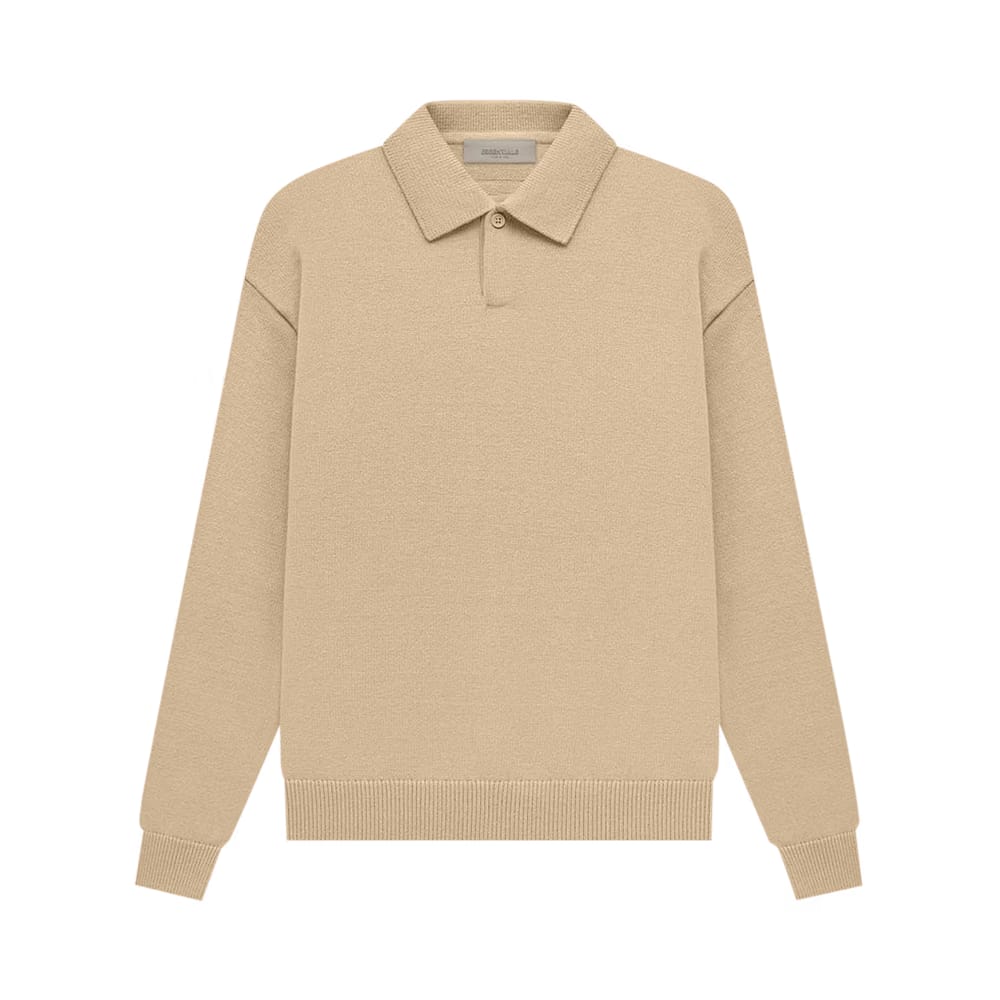 Fear of God Essentials Knit Long-Sleeve Polo Sand
