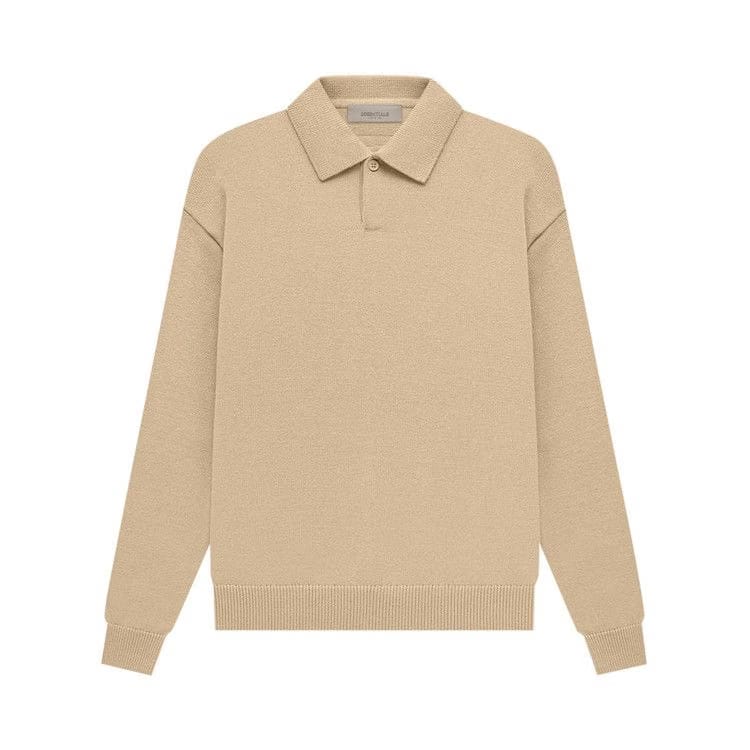 Fear of God Essentials Knit Long-Sleeve Polo Sand